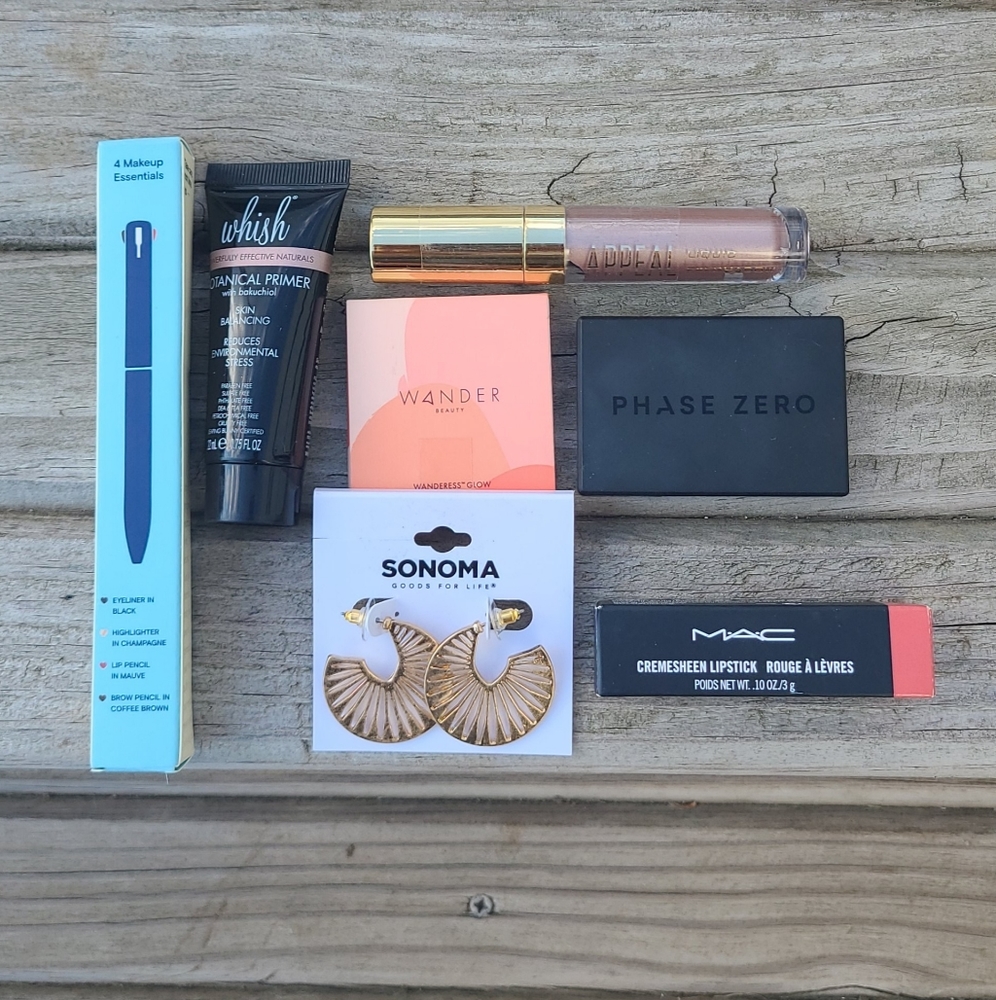 Seven Piece Makeup and Earring Bundle